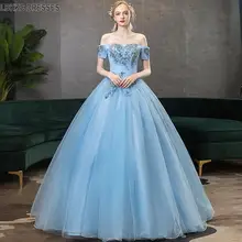 Светильник голубое бальное платье Пышное Платье 16 милое платье пышное платье с открытыми плечами платье для выпускного вечера пышные вечерние платья