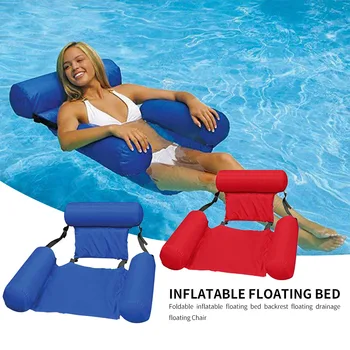 

Float Lounge Water Bed Swimming Pool Folding Adjustable With Backrest Entertainment Safe Inflatable Hammock Chair Air Mattress