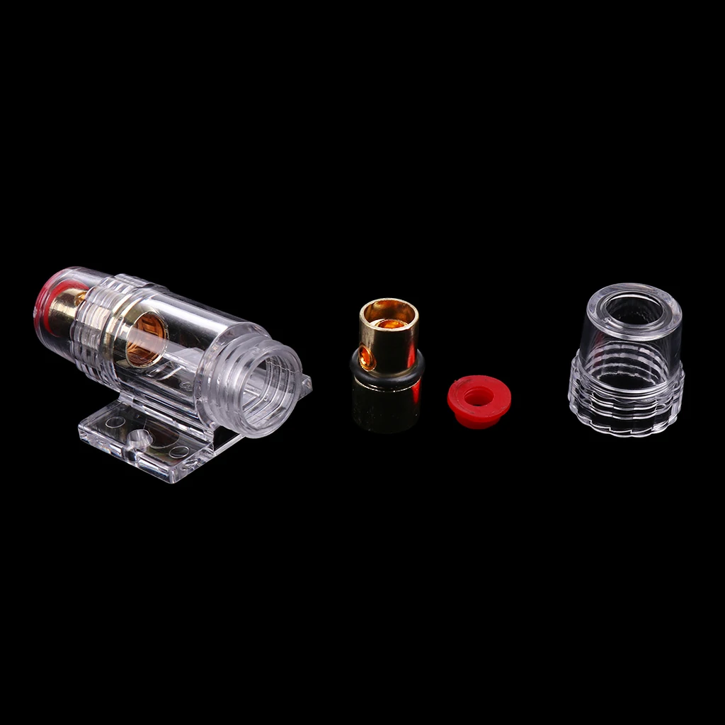 Brand New AGU Fuse Holder 0 4 8 Gauge Gold Plated 4 Free Fuses SKFH104