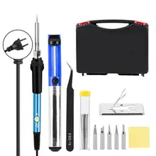 

12Pcs/Set Adjustable Temperature Solder Iron 60W LCD Electric Soldering Iron Welding Repair Tools Jewelry Making Welding Tools