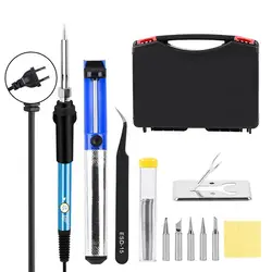 Fer à souder électrique à température réglable 60W LCD, 12 pièces/ensemble, outils de réparation pour la fabrication de bijoux 