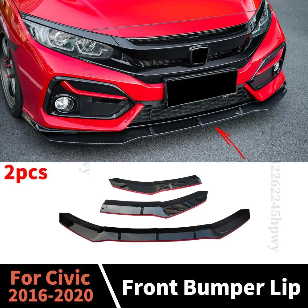 

Front Bumper Lip Chin Diffuser Spoiler Deflector Carbon Fiber Look Exterior Part For Honda Civic 2016 2017 2018 2019 2020
