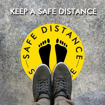

5pcs Safe Distance Stand Here Foot Floor Sticker for Bathroom Toilet Decorative Convenience Supermarket Elevator Warning