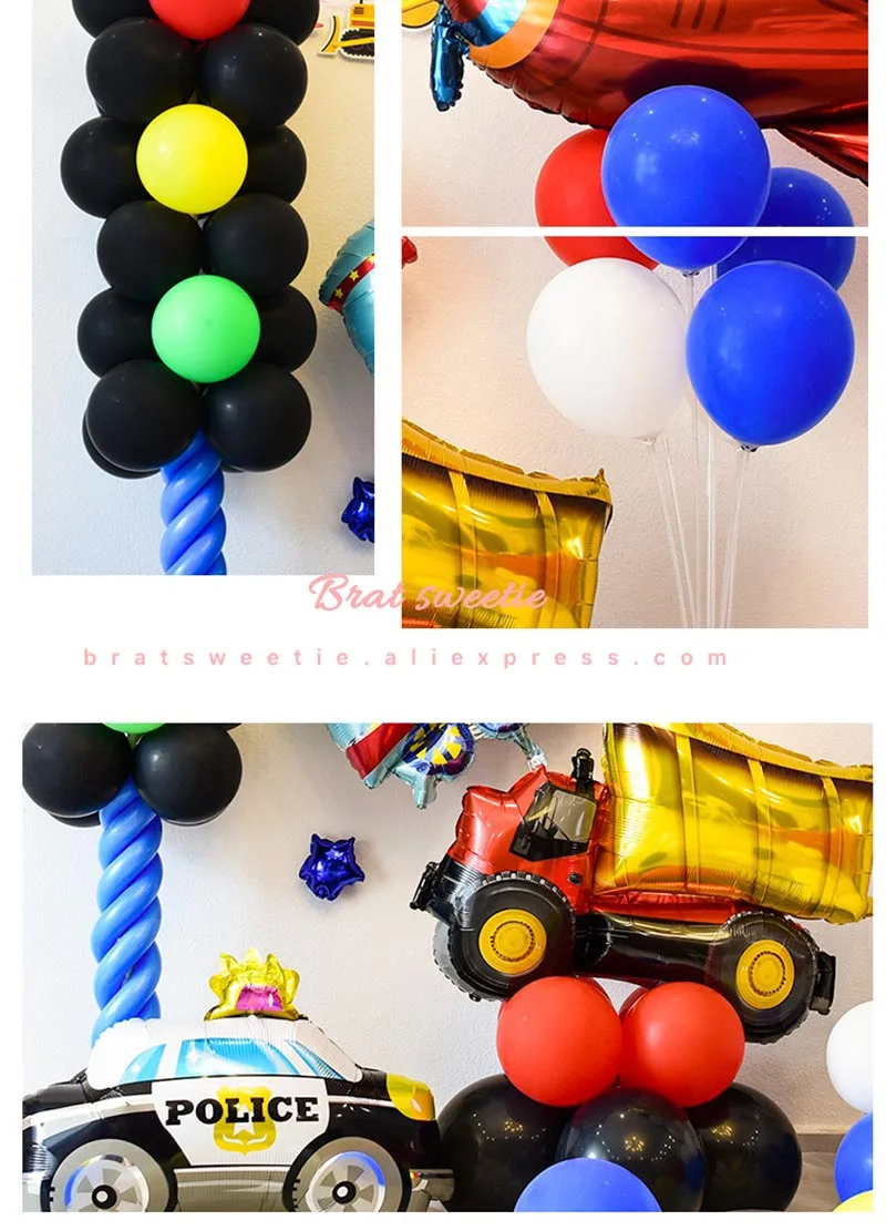 Мультфильм автомобильные воздушные шары пожарная машина светофора поезд набор воздушных шаров вечеринка для мальчика день рождение украшения детский душ вечерние принадлежности