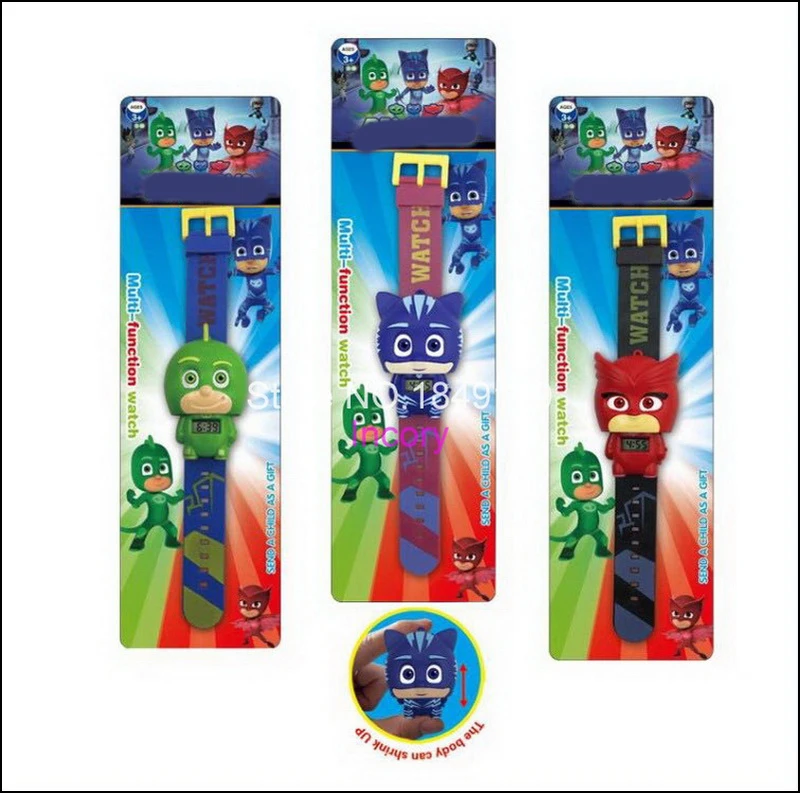 PJ игрушки 3D проекционные часы набор маски экшн-фигурки Мультяшные узоры подарок