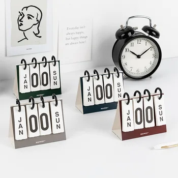 

2021 Four Seasons Solid Color Series Desktop Perpetual Calendar Mini Portable Calendars Agenda Organizer