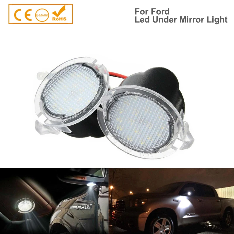 2pcs LED Side Mirror Puddle Welcome Lights Lamp For Ford Explorer Mondeo Taurus F-150 Edge Fusion Flex Range Mustang Evpedition