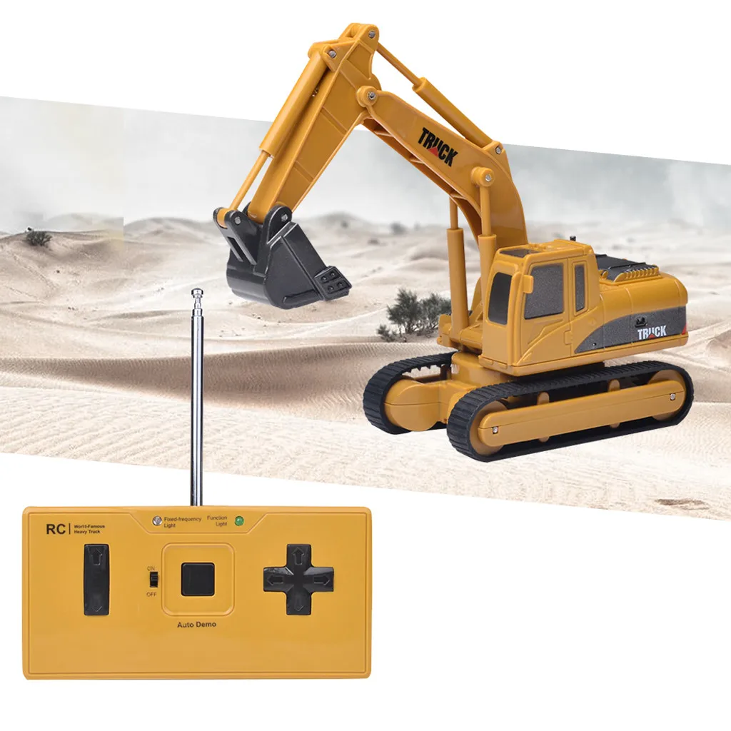 2.4G Simulation toy RC excavator toys with Musical and light Children's Boys RC truck Beach toys RC Engineering car tractor - Цвет: C