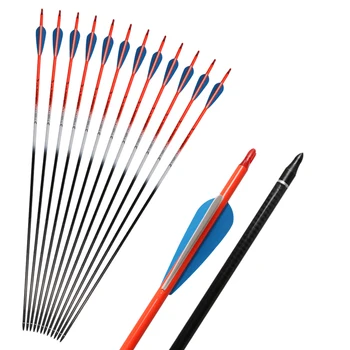 

6/12Pcs spine 350 Carbon Arrows Nice Colorful Fluorescent Arrow TPU Feathers For Archery Shooting Practice Hunting Bow Games