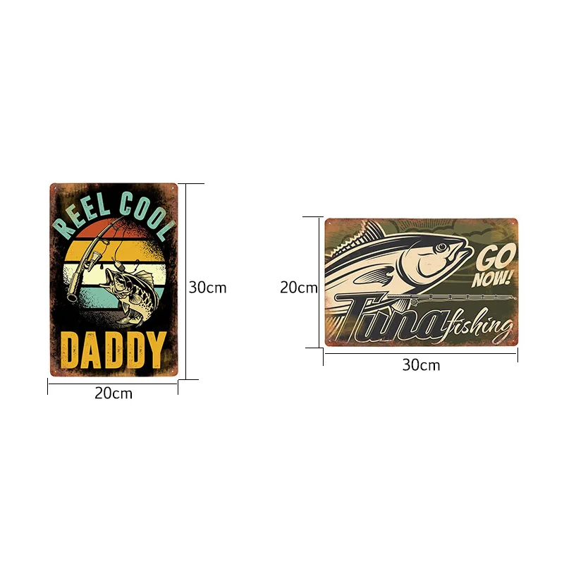Fish Metal Tin Signs Retro Poster Fishing Site Door Plates Outdoor Decorative Bar Club Iron Wall Plaques Vintage Decor 20x30CM