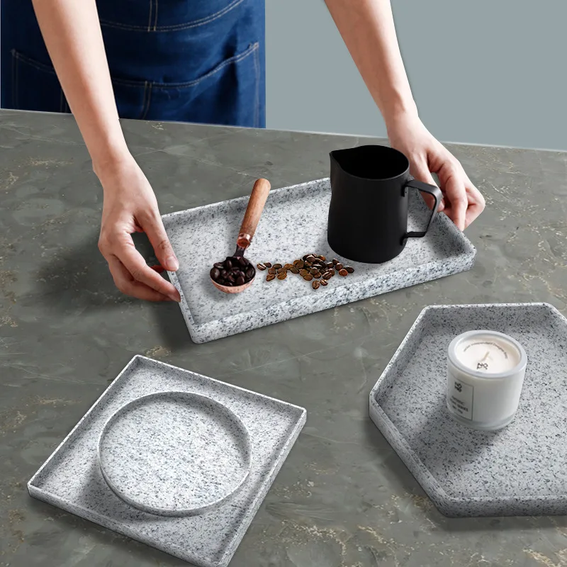 Big Size Geometric Concrete Tray Mold Rectangular Cement Decor Tray Mold Round Home Storage Epoxy Resin Clay Silicone silicone mold
