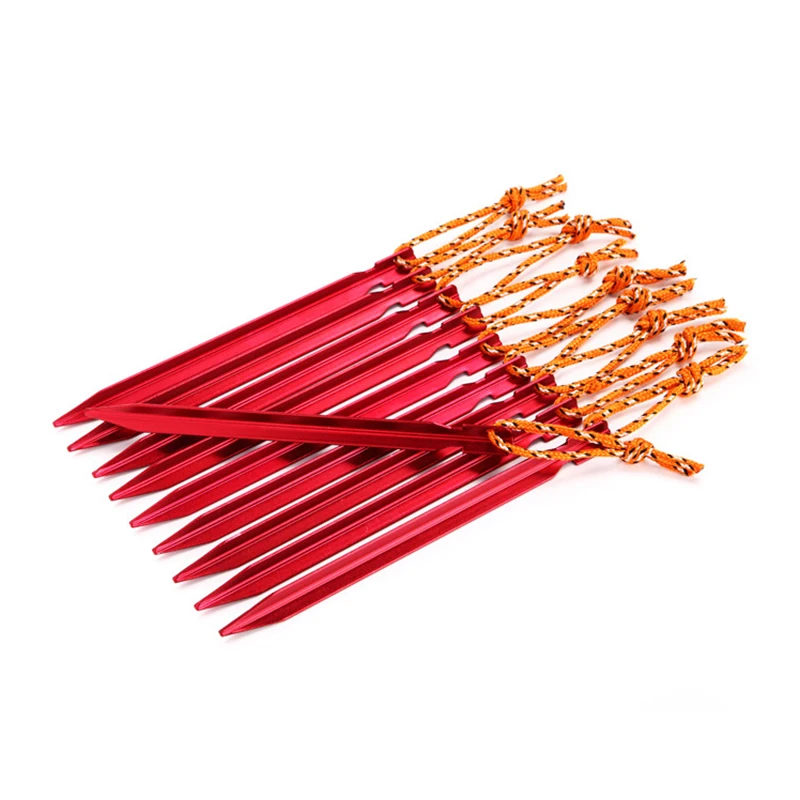 

18cm Professional Tent Nail 12Pcs Tent Pegs With Rope Stake Camping Hiking Equipment Outdoor Traveling Tent Accessories