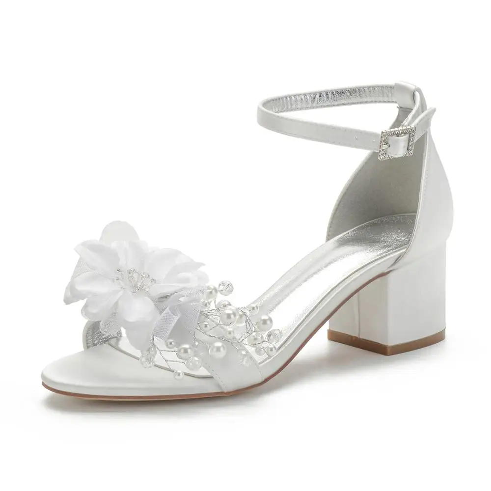 Elegant white ivory bridal shoes satin 