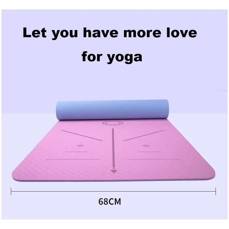 Tpe yoga mat single and double color 61 wide, non slip, high elasticity