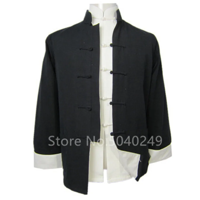 Tang Suit Top Men Shirt Long Sleeve Jacket Cardigan Traditional Chinese Clothing Cotton Stand Collar Buckle Kung Fu Clothing