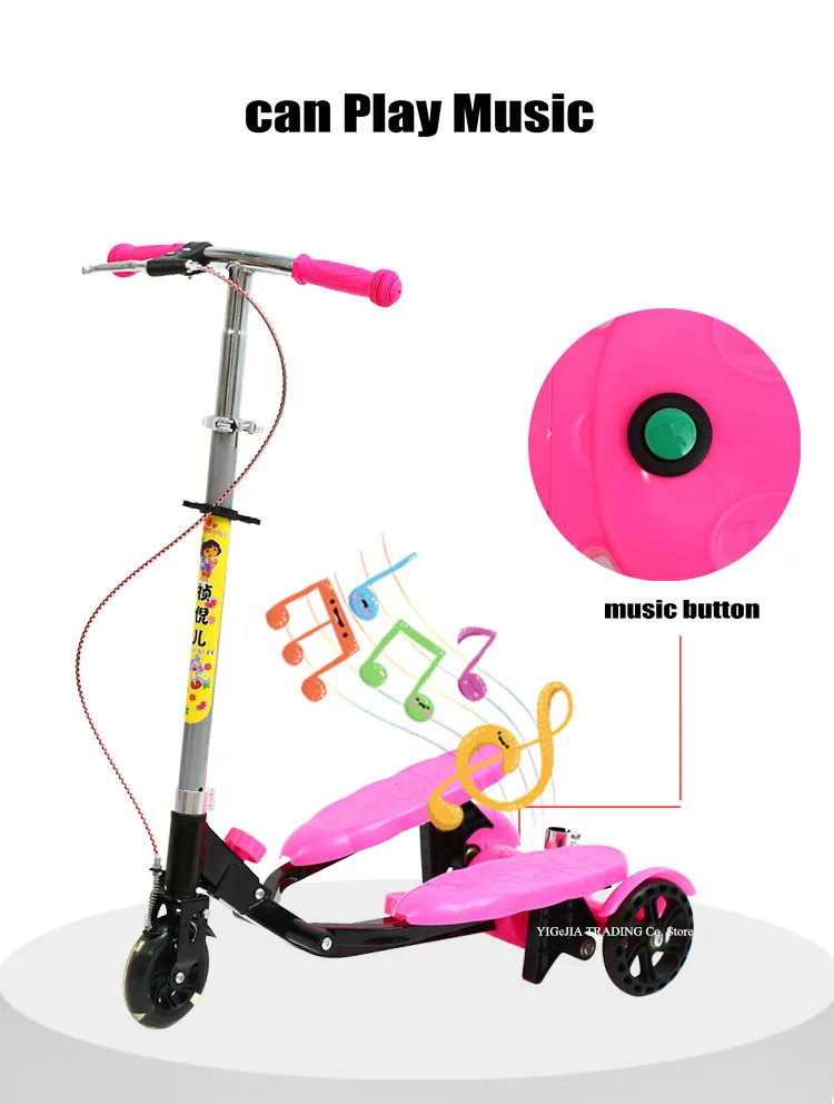 New Arrival Portable Kids Pedal Scooter With Seat Can Sit And Ride Foldable 3-Wheeled Stepper Scooter For 4-12 Years Old Kids