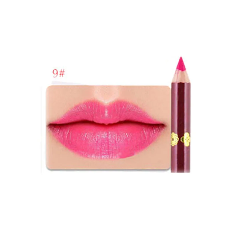 Карандаш Lipliner, цветной матовый деревянный карандаш для губ, 12 цветов, водостойкий, стойкий, легко одевается для макияжа, косметический, для салона красоты - Цвет: 09