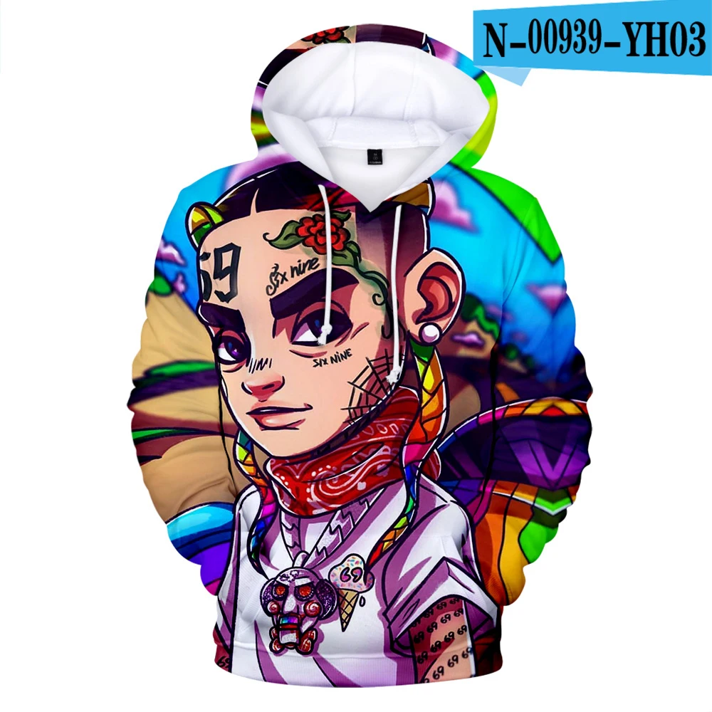 6IX9INE толстовки Для мужчин/wo Для мужчин толстовки для мальчиков осенние толстовки с капюшоном для 3D 6IX9INE Толстовка Для мужчин s Популярные пальто Cap Top - Цвет: 3D