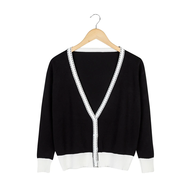 

2019 Sweet Girl Autumn Sweaters V-Neck Loose Slim Tops Korean Version Clothes Knitted Long Sleeve Thin Sweaters