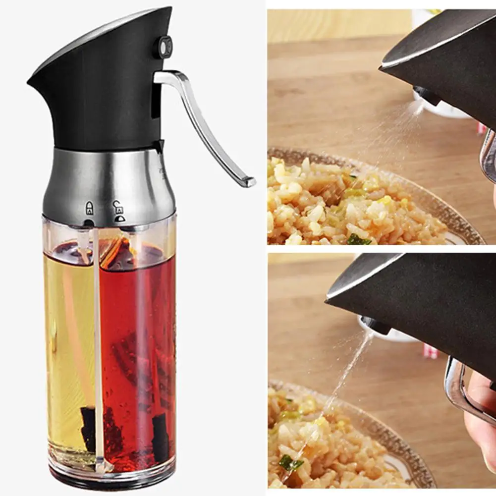 

200ml Double Nozzle Baking Oil Vinegar Empty Spray Bottle Leak-proof Dispenser