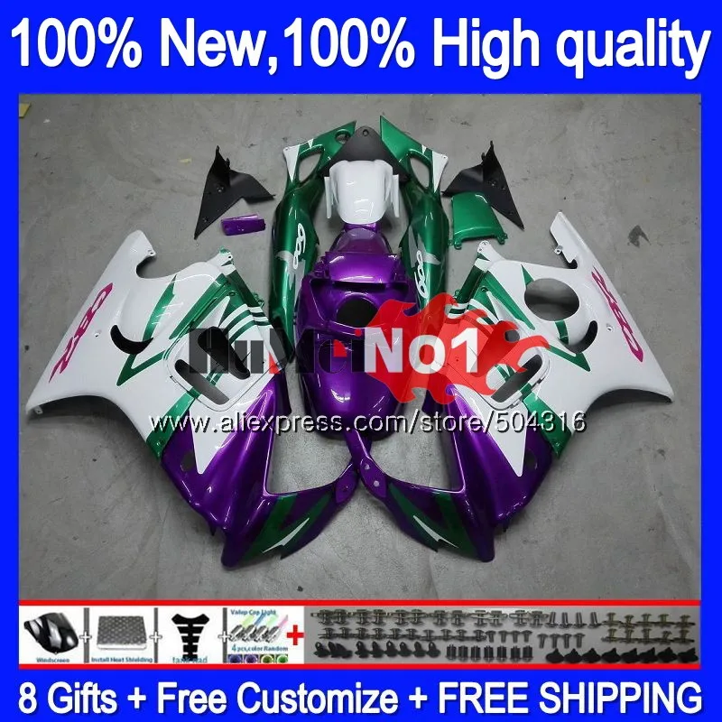 No. 1 Корпус+ майка для HONDA CBR 600F3 CC CBR600FS 1997 1998 3MC. 129 CBR600 F3 FS 600CC 600 F3 97-98 CBR600F3 97 98 фиолетовый белый обтекатели - Цвет: No. 1