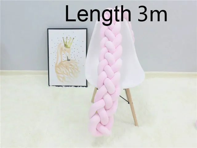 Плетеная из 4 нитей Плетенный из веревки для малышей с Бампер для постельное белье набор подушек детские кровати с двухсторонним движением твист детские вещи для кровать для новорожденных бампер - Цвет: Pink 3m