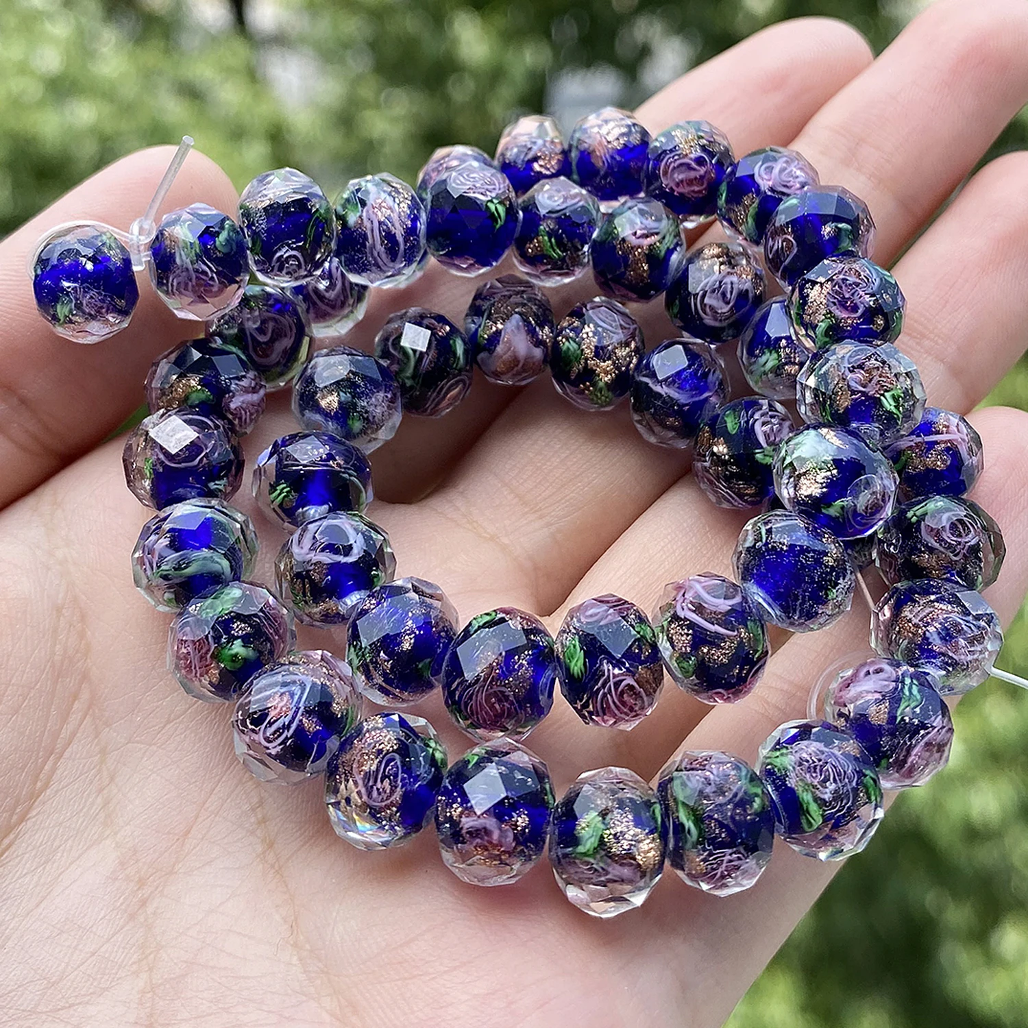 5stk.Muranoglas Perlen Lampwork Großlochperlen Spacer European Beads DIY POLB56 
