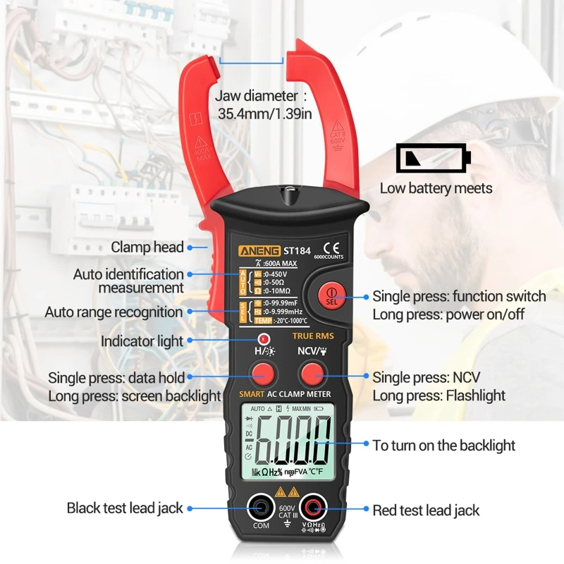medidor rms verdadeiro ac dc tensão tester ac atual hz capacitância ohm