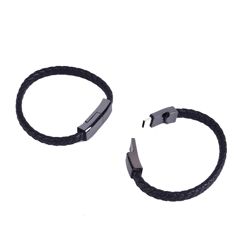 Outdoor Portable Leather Mini Micro USB Bracelet Charger Data Charging Cable Sync Cord For iPhone6 6s Android Type-C Phone Cable