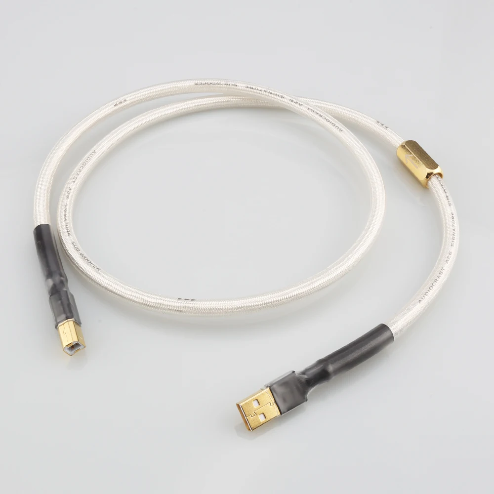 

High Quality Audiocrast A26 Silver plated QED Hifi usb Cable High Quality 6N OCC Type A-B DAC Data USB Cable