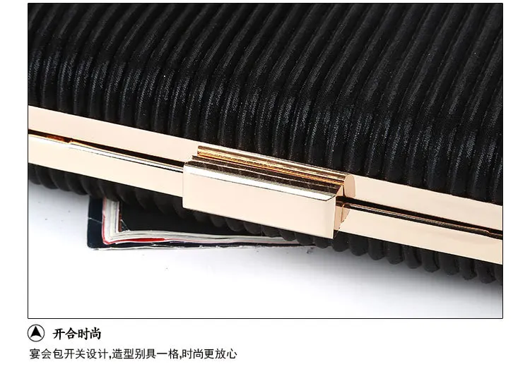 New pleated dinner bag square pure hand PU Dinner Bag Lady clutch bag