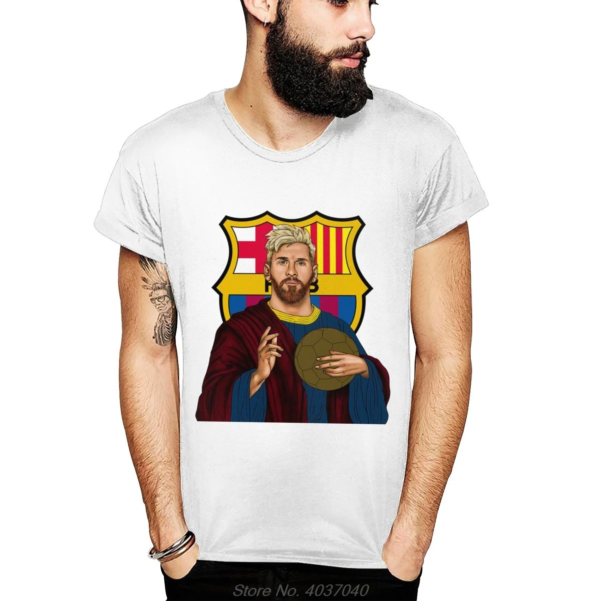 Забавная футболка с графическим принтом "Барселона Лионель Месси", летняя Мужская хлопковая футболка с коротким рукавом и круглым вырезом, футболки harajuku