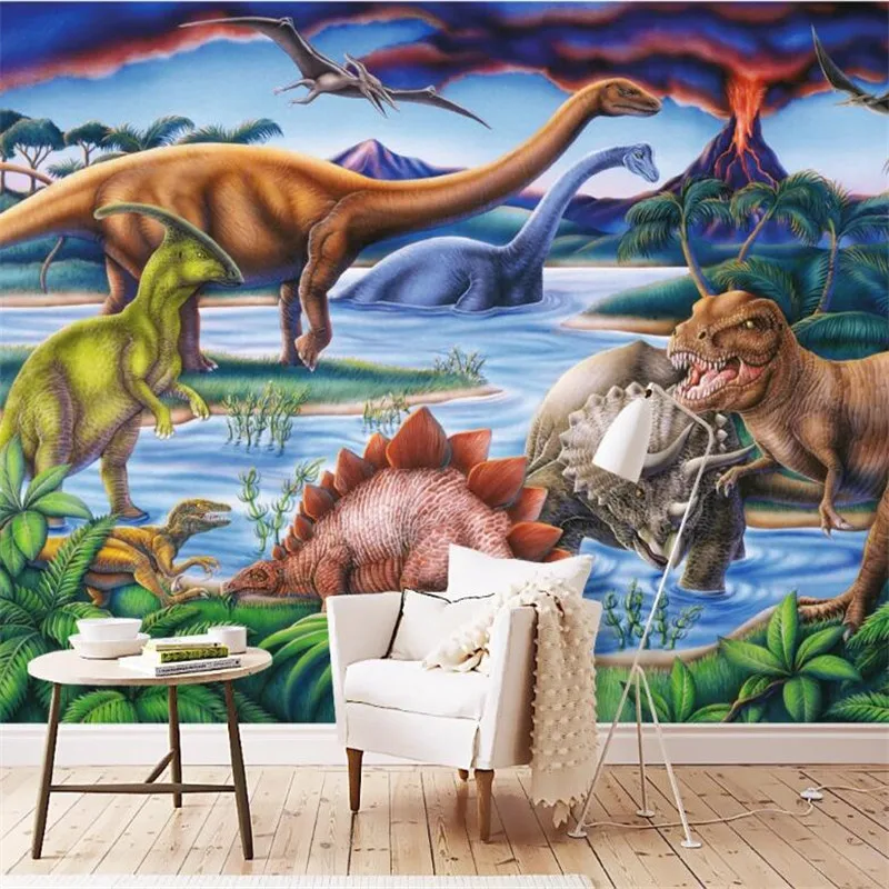 

Milofi custom 3D wallpaper mural stereo dinosaur war theme background wallpaper mural