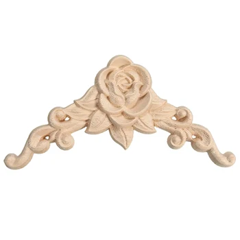 

New 8*8cm Wood Carved Corner Onlay Applique Decor Furniture Craft Unpainted Home Art Decor