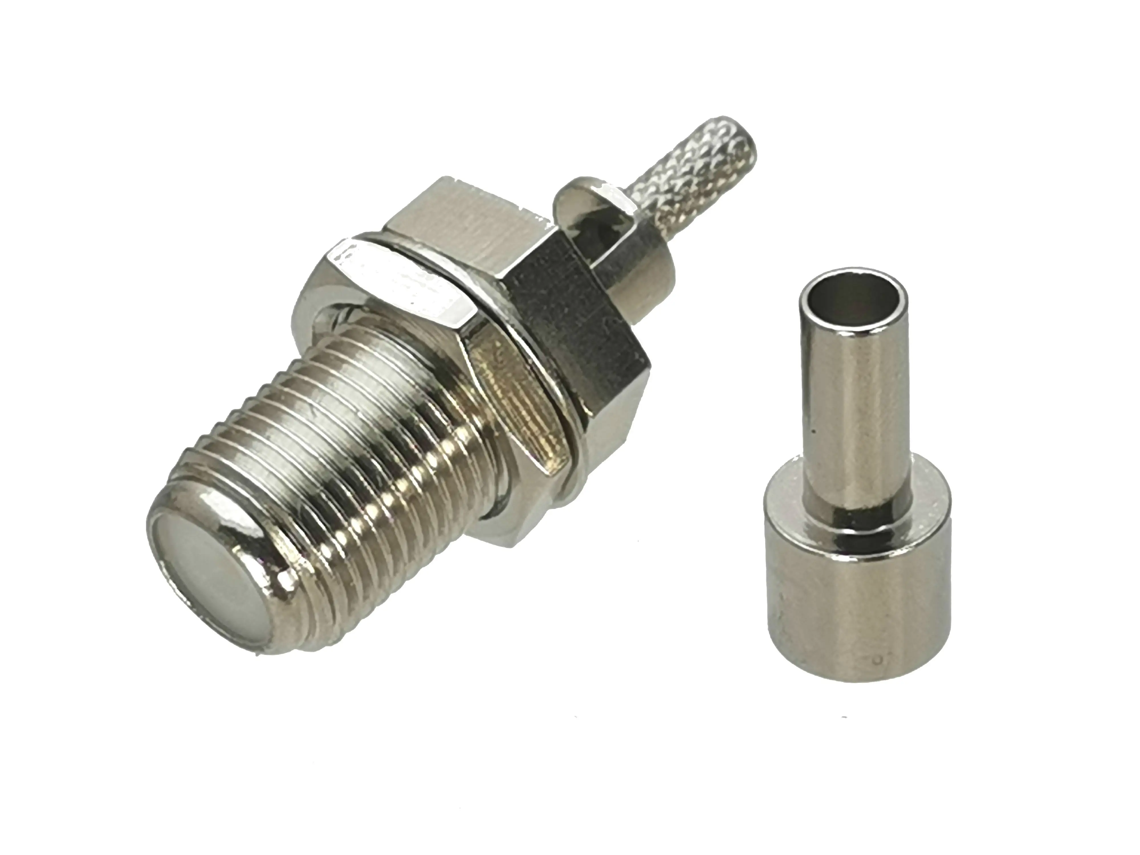 

1pcs Connector F TV Jack Female Bulkhead Nut Crimp For RG174 RG316 LMR100 Cable Straight RF Coaxial Adapter New