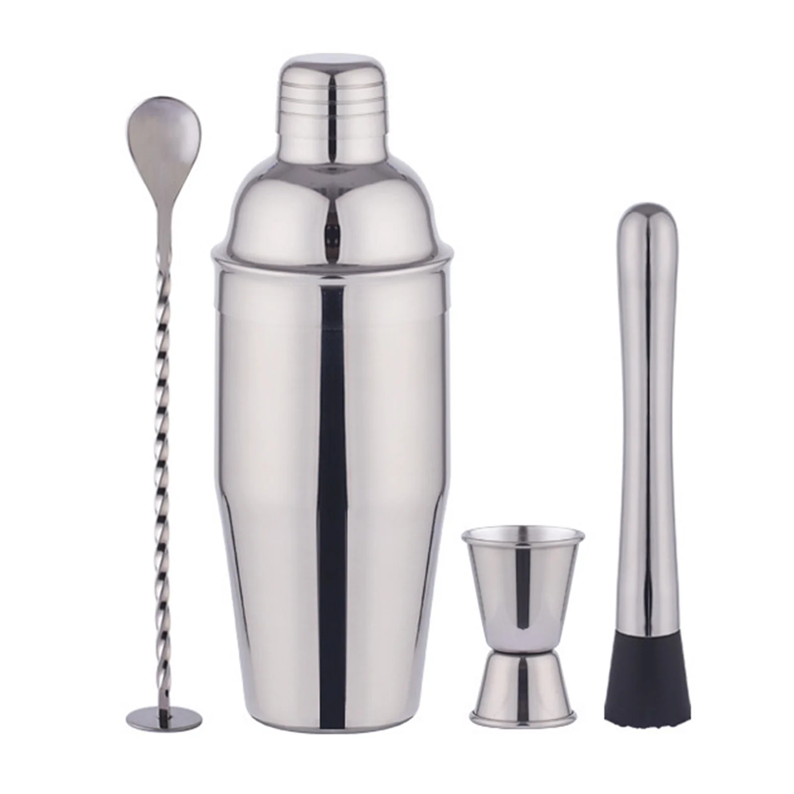 

3Pcs Stainless Steel Cocktail Shaker Mixer Kit Bar Bartender Shaker Spoon Pourerstraw Ice Tong Tools Set