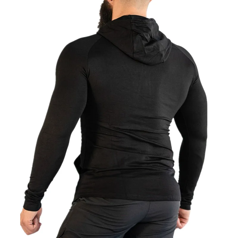 Осенний мужской, с длинными рукавами толстовки для тренировок фитнес бодибилдинг бег тренировка молния пальто Мужская модная повседневная одежда