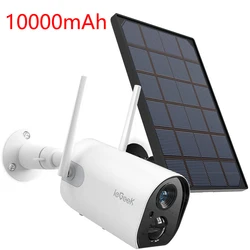 Iegeek WiFi Solaire Rechargeable Batterie de Surveillance IP Maison Caméras avec Détection De Mouvement Humain, Vision Nocturne, les 2 Voies Audio 