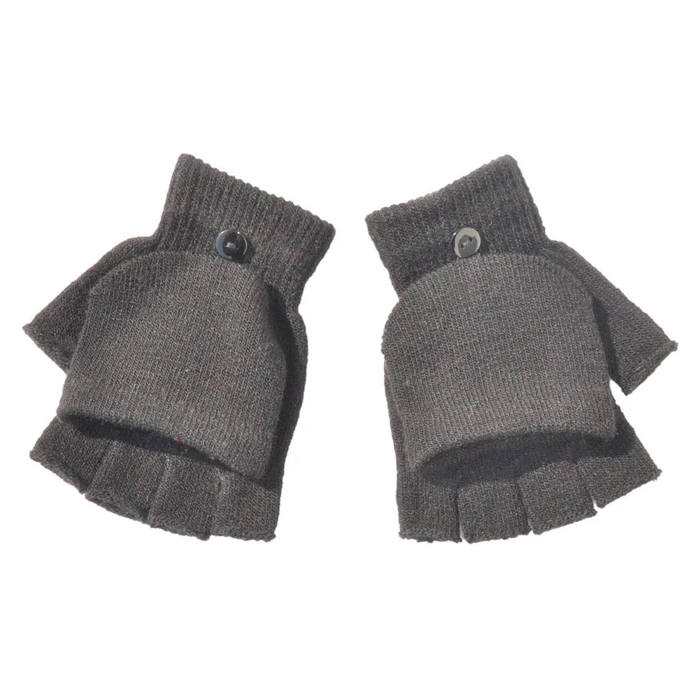 Перчатки Без Пальцев для взрослых Модные женские мужские зимние теплые Перчатки для рук и запястья с откидной крышкой варежки для мужчин и женщин - Цвет: Черный