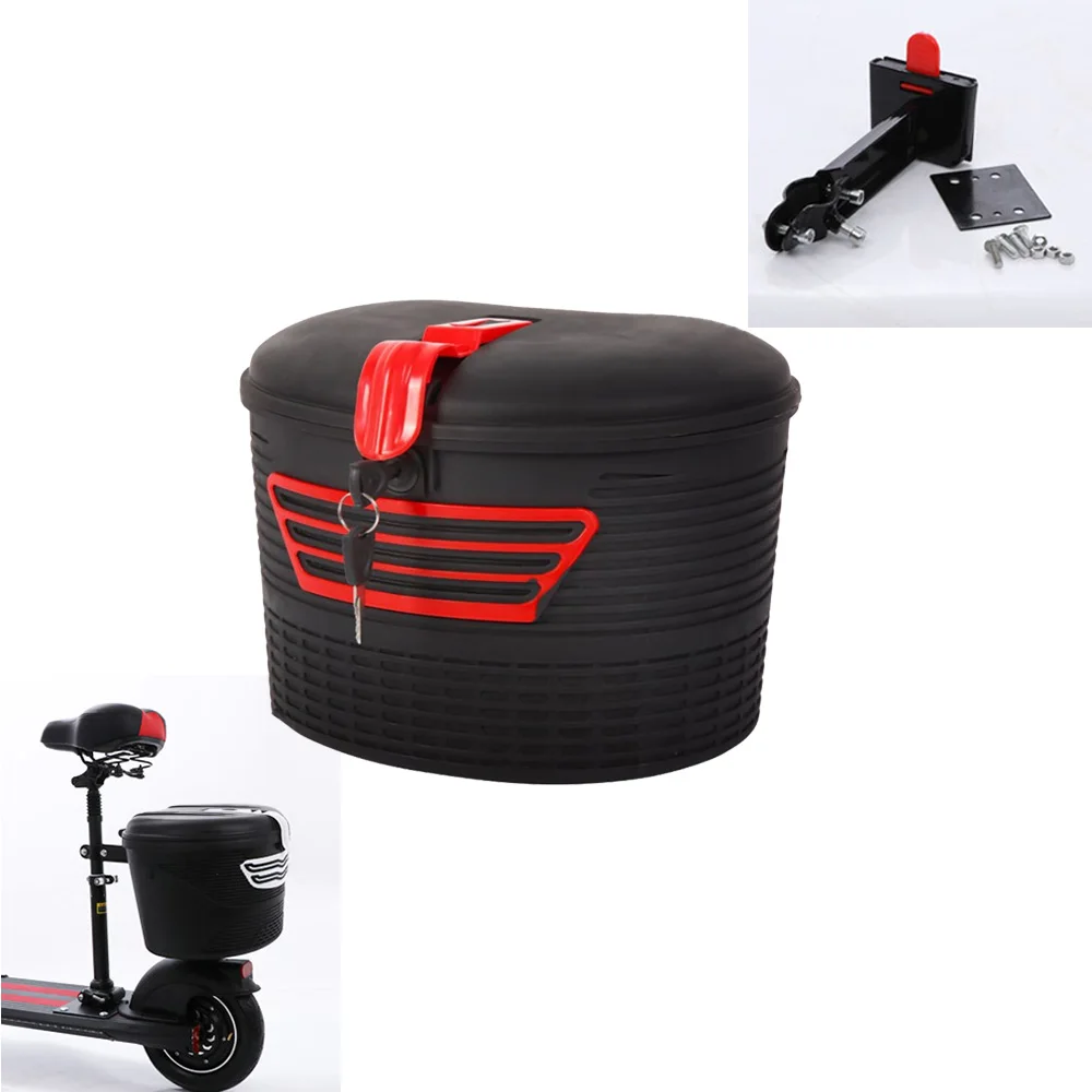 Rear Red Корзина для скутера водонепроницаемый безопасности Противоугонный электрический скутер аксессуары большой емкости прочный задний корзина для хранения - Цвет: Rear Red