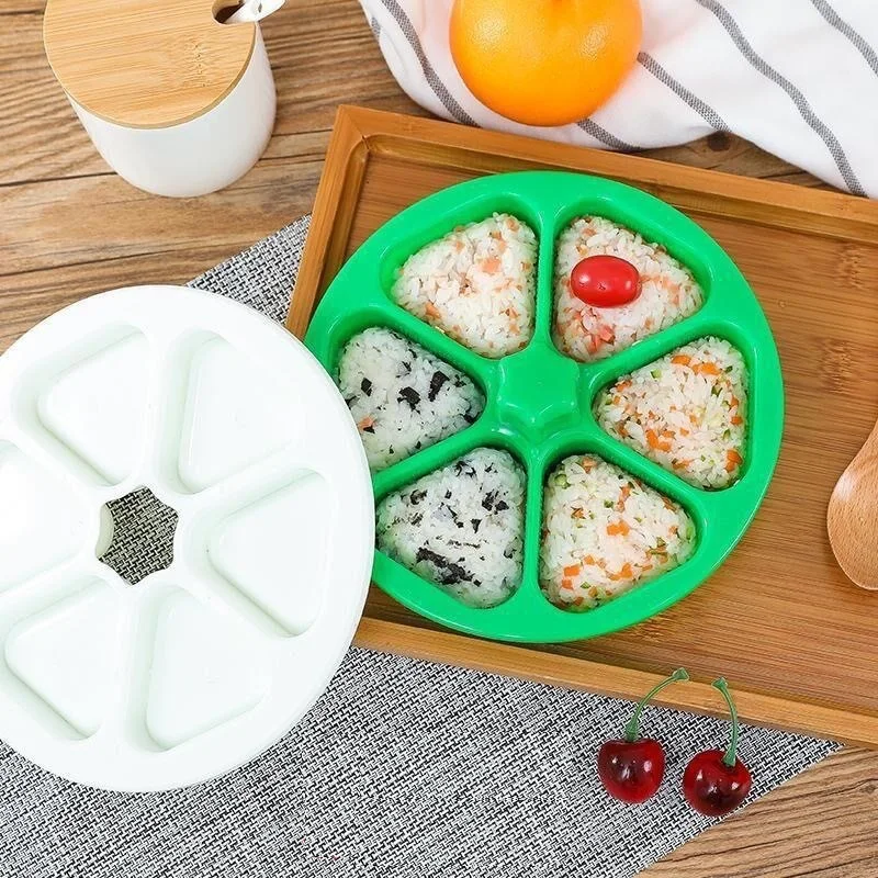2 Moules à Onigiri Triangulaires Antiadhésifs - Kit Fabrication Sushi Réutilisable - Taille 7x4 Cm - Rose