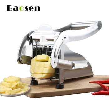 

Stainless Steel Potato Strip Cutter French Fry Cutter with 2 Blades Potato Chipper Slicer Carrot Cucumber Cutter Kitchen Gadgets