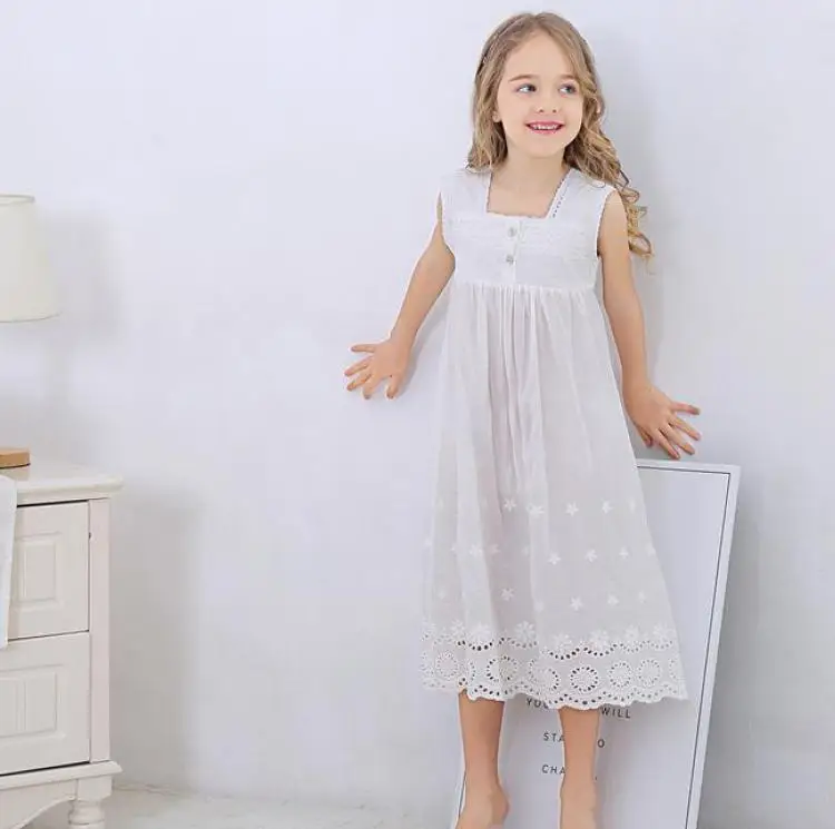 camisón Blanco 2019 camisón de Encaje para niñas camisón de Princesa 