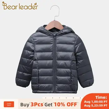 

Bear Leader Children Winter Light Thin Outerwear Boys Soild Zipper Coats with Hat 2-6Years Kids Girls Casual Short Down & Parkas