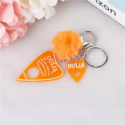 1 шт. женский брелок Ouija Planchette блестящая Смола амулеты сумочка брелок с пухом мяч Ouija доска брелок - Цвет: orange
