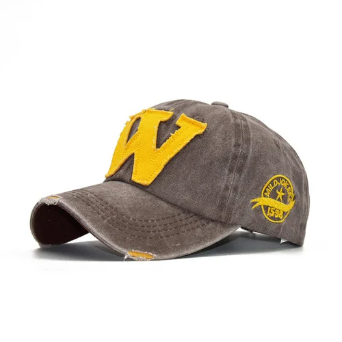 2021 Cotton Embroidery Letter W Baseball Cap Snapback Caps Bone casquette Hat Distressed Wearing Fitted Hat For Men Custom Hats Coffee