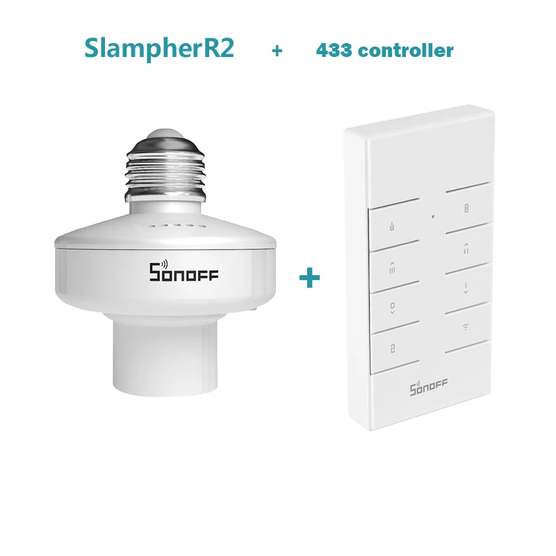 SlampherR2 and 433 SONOFF SlampherR2 WiFi смарт-держатель лампы E27 винт база работать с Alexa Google home поддержка RM433 пульт дистанционного управления/eWeLink App - Комплект: SlampherR2 and 433