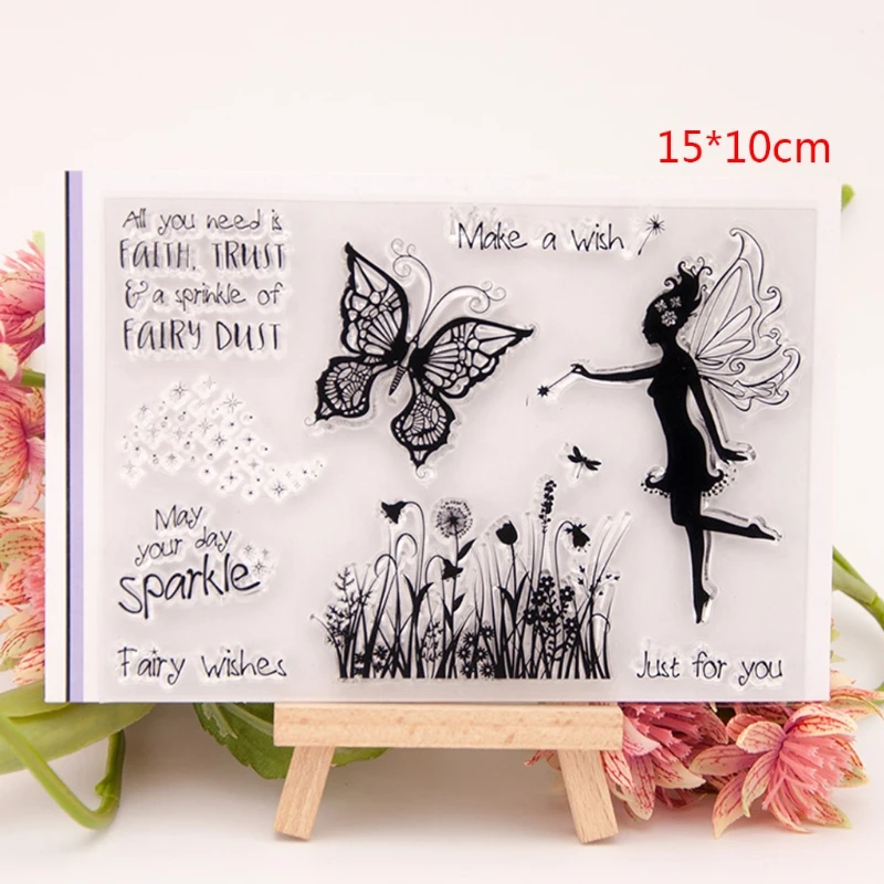 

Fairy Butterfly Transparent Silicone Clear Rubber Stamp Diary Scrapbooking DIY