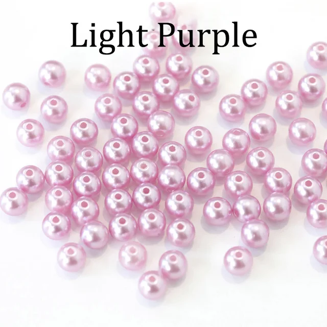 50-400Pcs/bag With Hole ABS Imitation Pearl Bead 4/6/8/10/12MM Round Plastic Acrylic Spacer Bead for DIY Jewelry Making Findings Light Purple