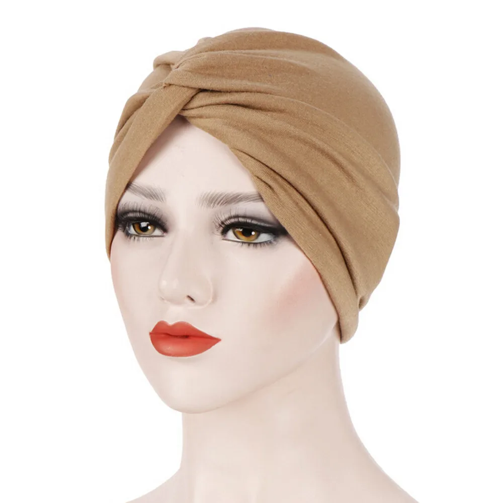 Женский кашне в мусульманском стиле, повседневный шарф, женский головной убор в индийском стиле, мусульманская гофрированная Шапочка-тюрбан шапочка, зимняя шапка Y802